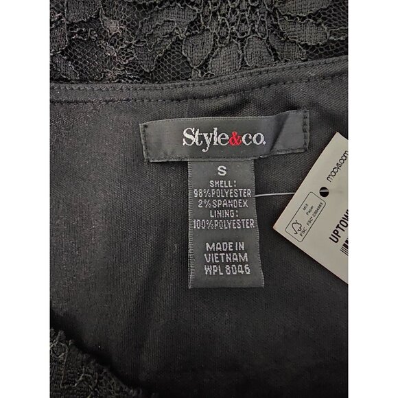 NWT Style & Co Lace Dress, Size S, Small, Black, Lined, Half Sleeve Prom, Party - Picture 4 of 6